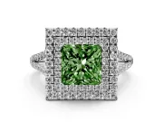 Princess Cut Halo Engagement Ring Setting for a Fancy Green Lab-Grown Diamond | Platinum - Design NV-24799