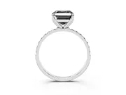 Asscher Cut Pavé Solitaire Engagement Ring Setting for a Black Center | Slim Band | Platinum