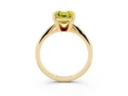 Fancy Yellow Asscher Cut Diamond Solitaire Ring Set in Yellow gold with Prong Setting on a Plain Round Band
