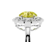 Round Scalloped Cluster Halo Engagement Ring Setting for a Fancy Yellow Lab-Grown Diamond | Plain Band | Platinum