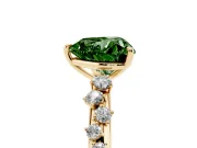 Fancy Green Heart Cut Diamond Cluster Solitaire Ring Set in Yellow gold with Prong Setting