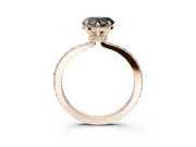 Heart-Shaped Hidden Halo Engagement Ring Setting for a Black Center | Pavé Band | Rose Gold
