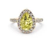 Pear-Shaped Halo Engagement Ring Setting for a Fancy Yellow Lab-Grown Diamond | Pave Shoulders | Yellow Gold