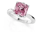 Asscher Cut Tapered Solitaire Engagement Ring Setting for a Fancy Pink Lab-Grown Diamond | Claw Prong Head | Platinum