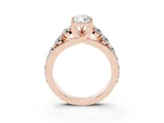 Pear-Shaped Graduated Side Stone Engagement Ring Setting | Shared Prong Rails | Rose Gold