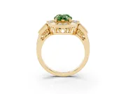 Pear-Shaped Milgrain Sectioned Halo Engagement Ring Setting for a Fancy Green Lab-Grown Diamond | Yellow Gold