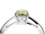 Emerald Cut Cathedral Solitaire Engagement Ring Setting for a Fancy Yellow Lab-Grown Diamond | Open Shoulders | Platinum