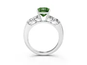 Princess Cut Five Stone Engagement Ring Setting for a Fancy Green Lab-Grown Diamond | Prong Set Side Stones | White Gold