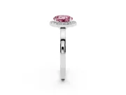 Fancy Pink Round Cut Diamond Halo Ring Set in White gold with Solitaire Band and Prong Setting