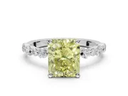 Radiant Cut Pavé Engagement Ring Setting for a Fancy Yellow Lab-Grown Diamond | Alternating Accents | White Gold