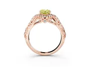 Oval Hidden Halo Filigree Engagement Ring Setting for a Fancy Yellow Lab-Grown Diamond | Rose Gold