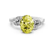 Oval Floral Engagement Ring Setting for a Fancy Yellow Lab-Grown Diamond | White Gold