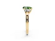 Pear-Shaped Three Stone Engagement Ring Setting for a Fancy Green Lab-Grown Diamond | Matching Side Stones | Yellow Gold