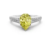 Pear-Shaped Graduated Pavé Engagement Ring Setting for a Fancy Yellow Lab-Grown Diamond | White Gold