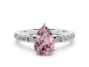 Pear-Shaped Pave Engagement Ring Setting for a Fancy Pink Lab-Grown Diamond | Shared Prong Band | Sterling Silver