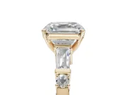 Asscher Cut Tapered Baguette Engagement Ring Setting | Bar Set Sides | Yellow Gold