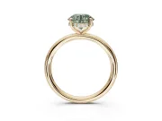 Round Hidden Halo Ring Setting for a Fancy Green Lab-Grown Diamond | Yellow Gold
