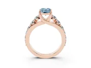 Oval Graduated Engagement Ring Setting for a Fancy Blue Lab-Grown Diamond | Rose Gold
