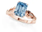 Emerald Cut Vine Engagement Ring Setting for a Fancy Blue Lab-Grown Diamond | Rose Gold