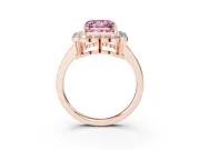 Princess Cut Scalloped Cluster Halo Engagement Ring Setting for a Fancy Pink Lab-Grown Diamond | Plain Band | Rose Gold