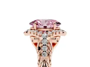 Oval Hidden Halo Filigree Engagement Ring Setting for a Fancy Pink Lab-Grown Diamond | Rose Gold