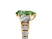 Pear-Shaped Engagement Ring Setting for a Fancy Green Lab-Grown Diamond | Three Stone | Yellow Gold