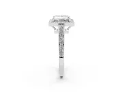 Princess Cut Diamond Halo Pavé Engagement Ring Set in Silver with Bezel Setting