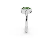 Fancy Green Pear Cut Diamond Halo Engagement Ring Set in White gold with Plain Split Shank and Prong Setting