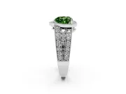 Fancy Green Heart Cut Diamond Halo Ring Set in White gold with Accent Split Shank and Prong Setting