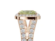Emerald Cut Halo Pavé Engagement Ring Setting for a Fancy Yellow Lab-Grown Diamond | Narrow Split Shank | Rose Gold