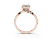 Asscher Cut Twisted Split Shank Pave Engagement Ring Setting | Pave Gallery | Rose Gold