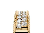 Round Lab-Grown Diamond Wide Double Row Pavé Wedding Band | Notched Side Walls | Yellow Gold