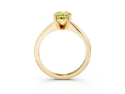 Fancy Yellow Oval Cut Diamond Solitaire Ring Set in Yellow gold with Prong Setting on a Plain Round Band