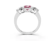 Round Three Stone Engagement Ring Setting for a Fancy Pink Lab-Grown Diamond | Large Round Side Stones | Platinum