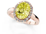 Oval Thin Halo Engagement Ring Setting for a Fancy Yellow Lab-Grown Diamond | Plain Band | Rose Gold