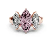 Marquise 3 Stone Engagement Ring Setting for a Fancy Pink Lab-Grown Diamond | Rose Gold