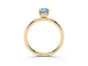Fancy Blue Pear Cut Diamond Solitaire Ring Set in Yellow gold with Thin Band and Prong Setting
