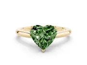Heart-Shaped Cathedral Engagement Ring Setting for a Fancy Green Lab-Grown Diamond | Yellow Gold