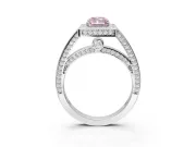 Radiant Cut Sectioned Halo Engagement Ring Setting for a Fancy Pink Lab-Grown Diamond | Sterling Silver