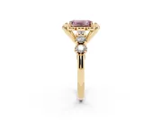 Emerald Cut Floral Engagement Ring Setting for a Fancy Pink Lab-Grown Diamond | Petal Frame | Yellow Gold