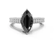 Marquise Vintage Pavé Engagement Ring Setting for a Black Center | Platinum