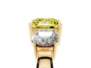 Princess Cut Three Stone Engagement Ring Setting for a Fancy Yellow Lab-Grown Diamond | Wide Plain Band | Yellow Gold
