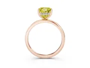 Fancy Yellow Princess Cut Diamond Solitaire Engagement Ring Set in Rose gold with Prong Setting and Polished Band