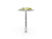 Marquise Pave Halo Engagement Ring Setting for a Fancy Yellow Lab-Grown Diamond | Pave Band | Platinum