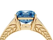 Asscher Cut Split Shank Pavé Engagement Ring Setting for a Fancy Blue Lab-Grown Diamond | Yellow Gold