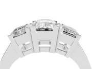 Emerald Cut Three Stone Engagement Ring Setting | Large Side Stones | Platinum