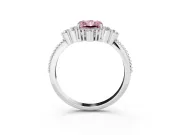 Fancy Pink Radiant Cut Diamond Cluster Ring Set in Platinum with Beaded Band