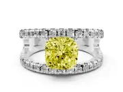 Cushion Cut Pavé Engagement Ring Setting for a Fancy Yellow Lab-Grown Diamond | White Gold - Design NV-24679