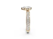 Pear-Shaped Pavé Solitaire Engagement Ring Setting | Domed Pavé Band | Yellow Gold