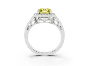 Asscher Cut Halo Engagement Ring Setting for a Fancy Yellow Lab-Grown Diamond | Split Shank | Sterling Silver